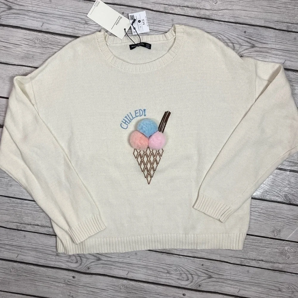 NWT - Bershka-BSKGIRL Novelty Print “Chilled” Sweater